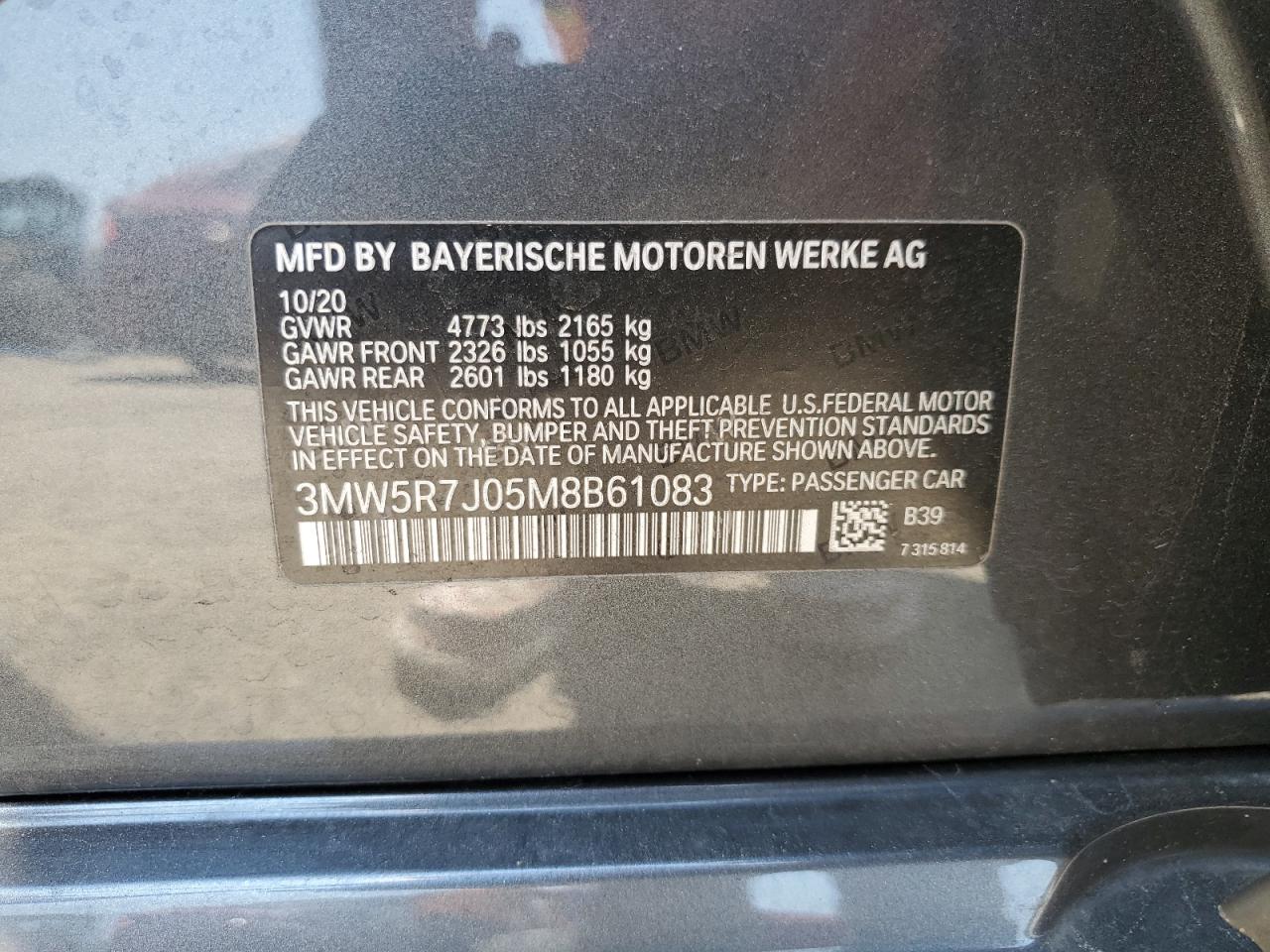 3MW5R7J05M8B61083 2021 BMW 330Xi