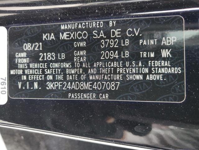 VIN 3KPF24AD8ME407087 2021 KIA FORTE no.13