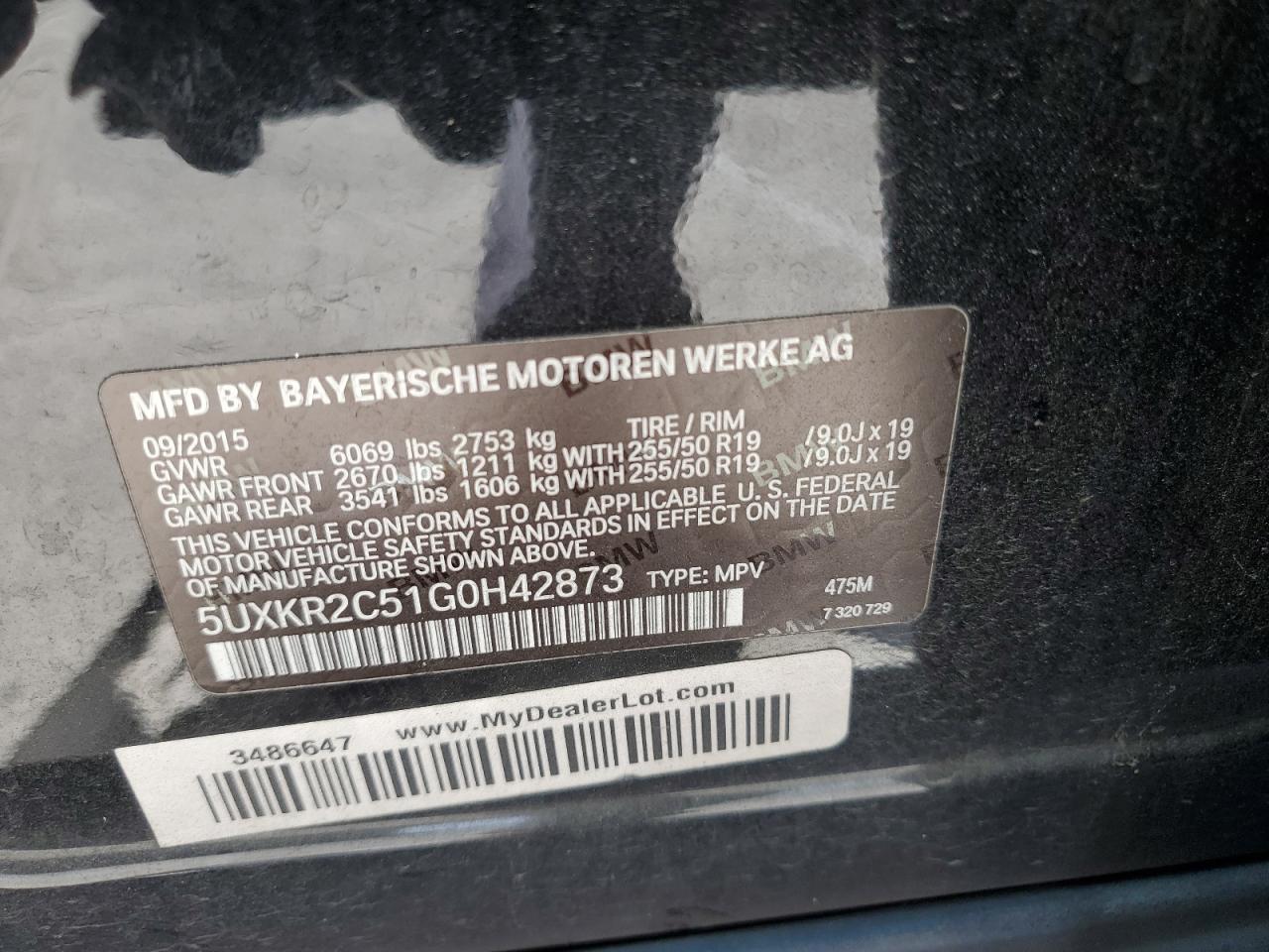 5UXKR2C51G0H42873 2016 BMW X5 Sdrive35I