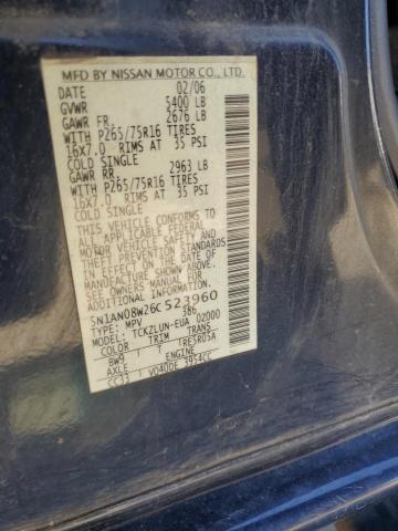 2006 Nissan Xterra Off Road VIN: 5N1AN08W26C523960 Lot: 60644664