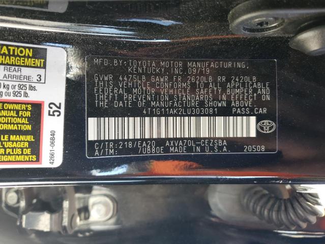 VIN 4T1G11AK2LU303081 2020 Toyota Camry, SE no.13