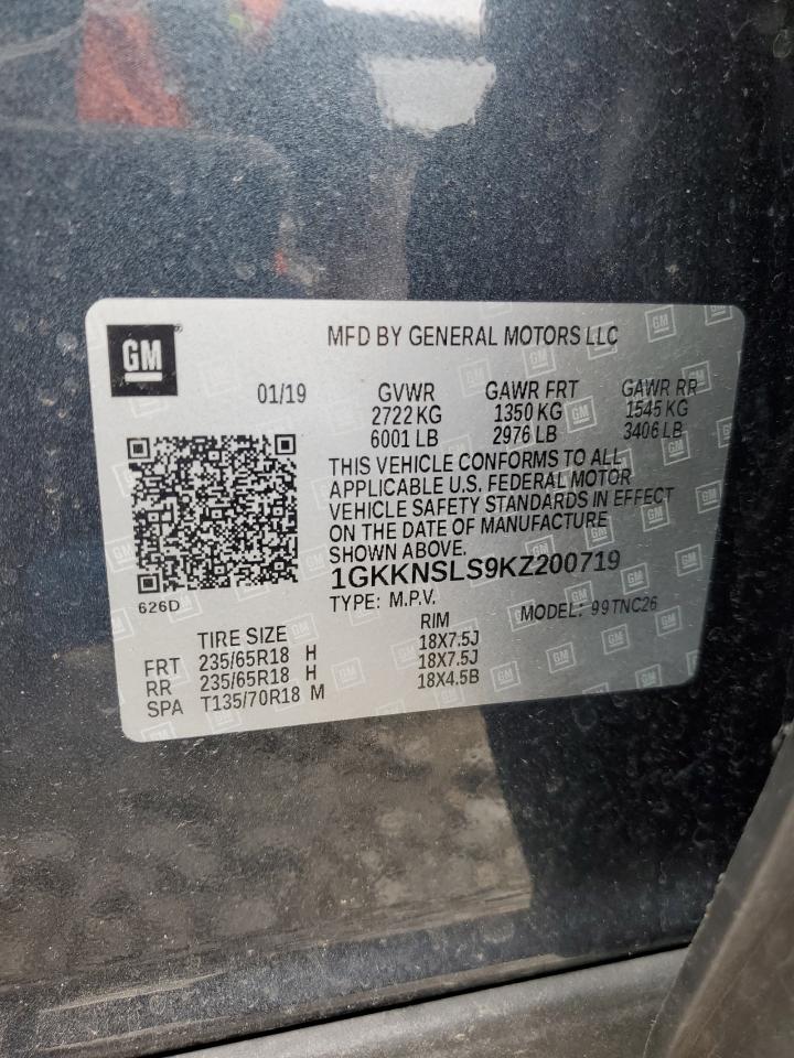 1GKKNSLS9KZ200719 2019 GMC Acadia Sle