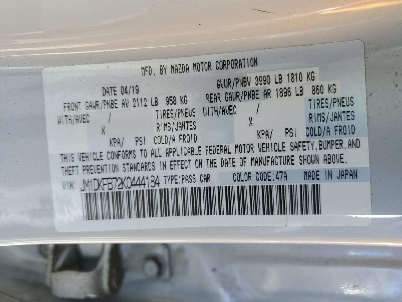 JM1DKFB72K0444184 2019 Mazda Cx-3 Sport