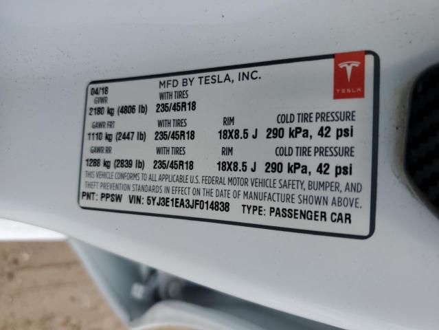 2018 Tesla Model 3 VIN: 5YJ3E1EA3JF014838 Lot: 58561424