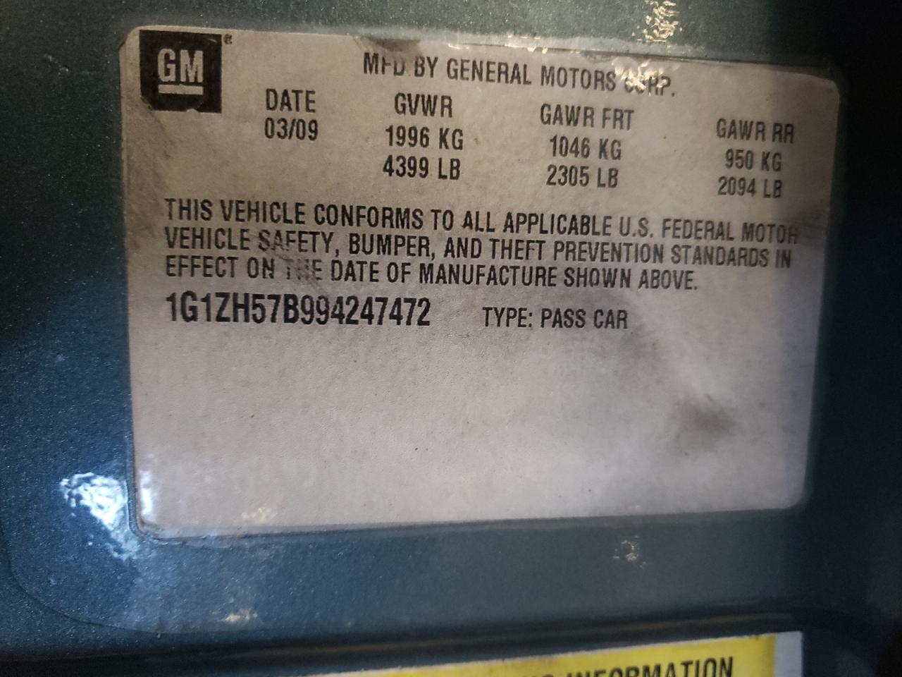 1G1ZH57B994247472 2009 Chevrolet Malibu 1Lt