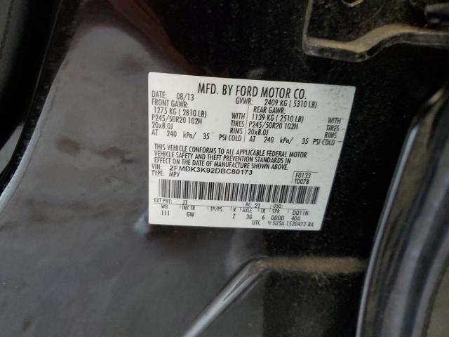 2013 Ford Edge Limited VIN: 2FMDK3K92DBC80173 Lot: 58875014