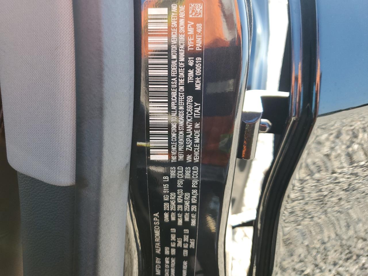 ZASPAJAN7K7C69769 2019 Alfa Romeo Stelvio