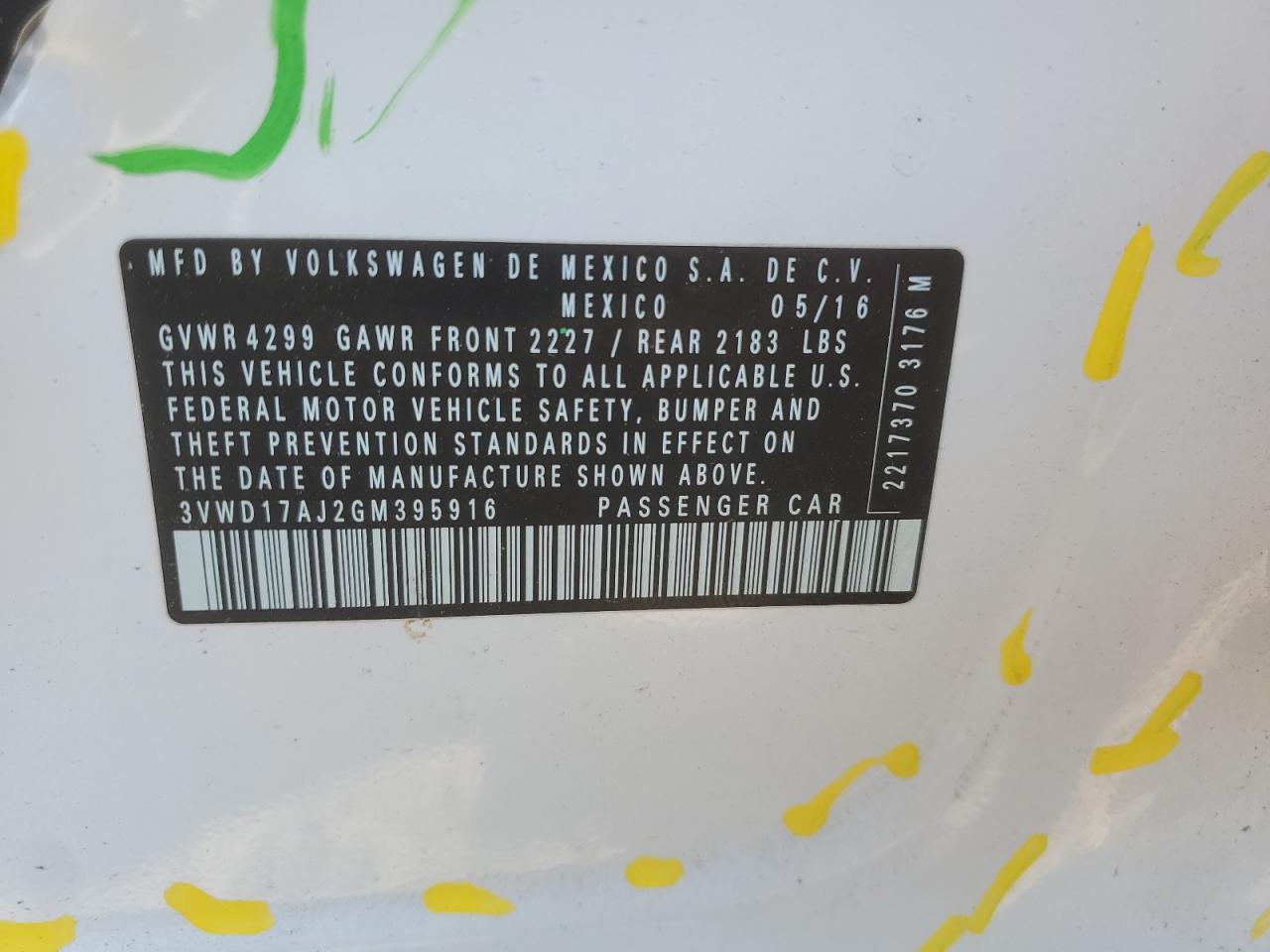 3VWD17AJ2GM395916 2016 Volkswagen Jetta Sport