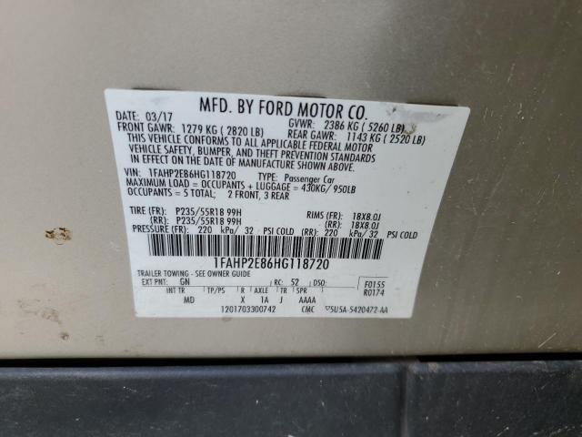 2017 Ford Taurus Sel VIN: 1FAHP2E86HG118720 Lot: 60425264