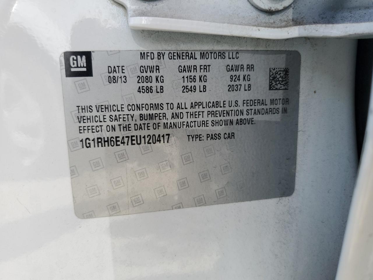 1G1RH6E47EU120417 2014 Chevrolet Volt
