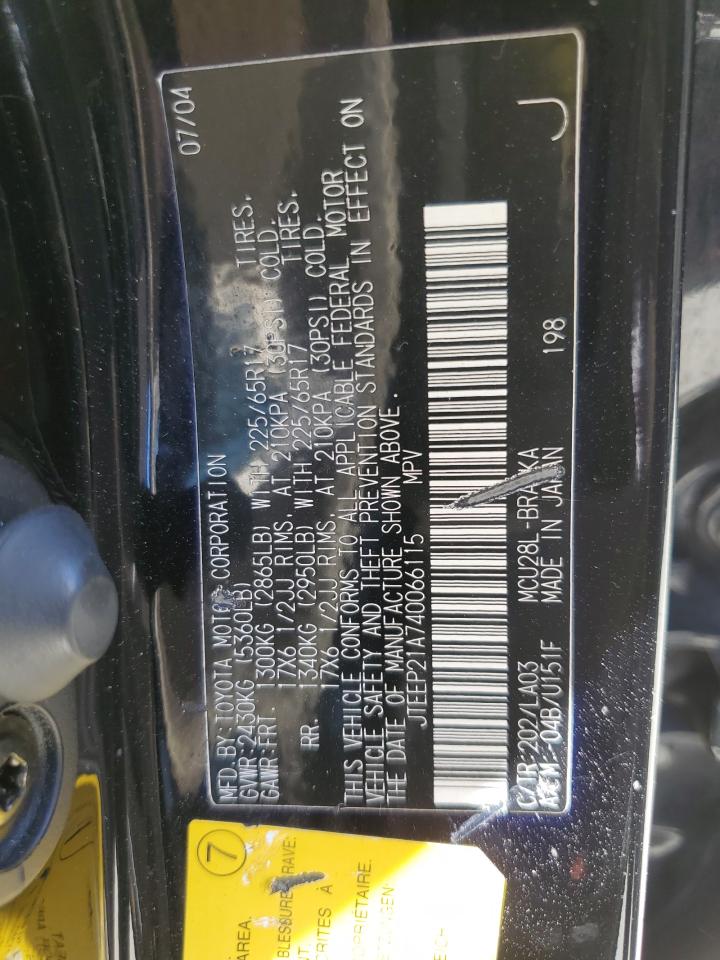 JTEEP21A740066115 2004 Toyota Highlander