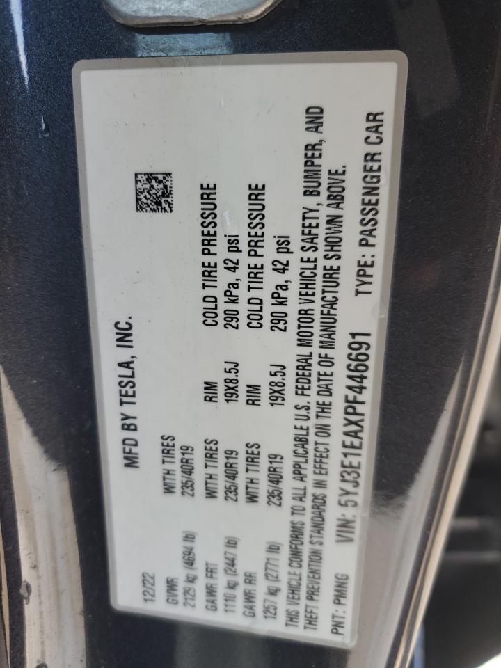 5YJ3E1EAXPF446691 2023 Tesla Model 3