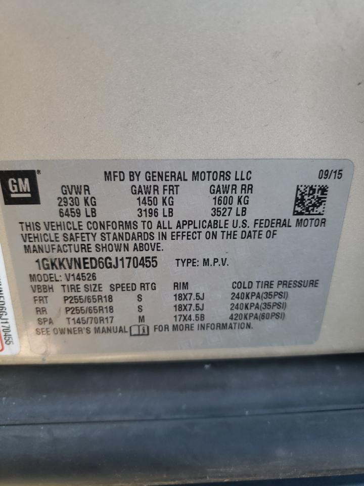1GKKVNED6GJ170455 2016 GMC Acadia Sle