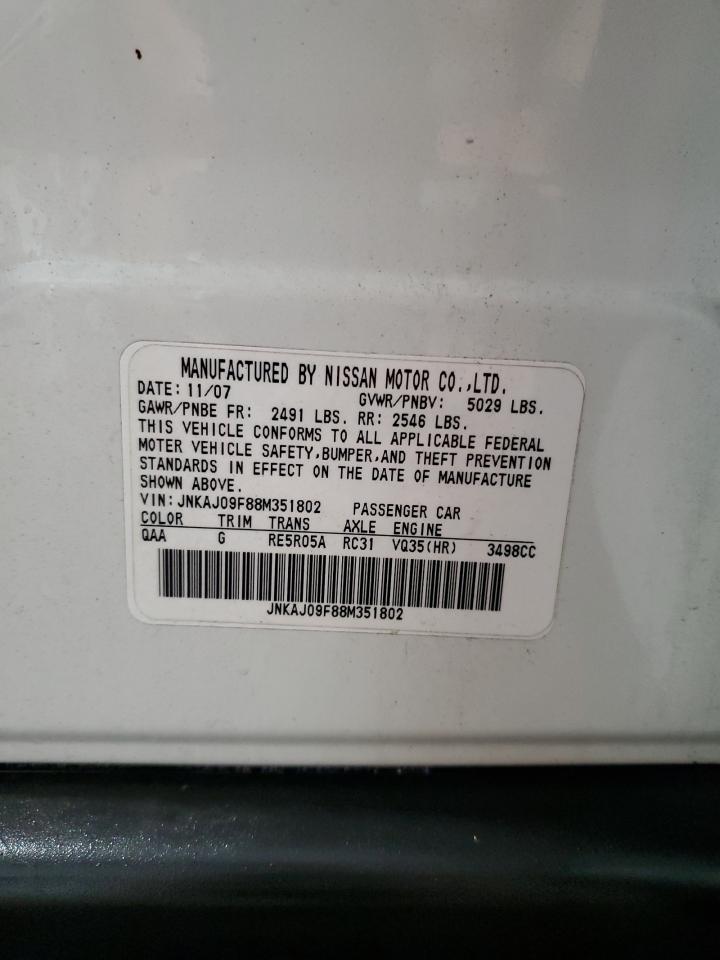 JNKAJ09F88M351802 2008 Infiniti Ex35 Base