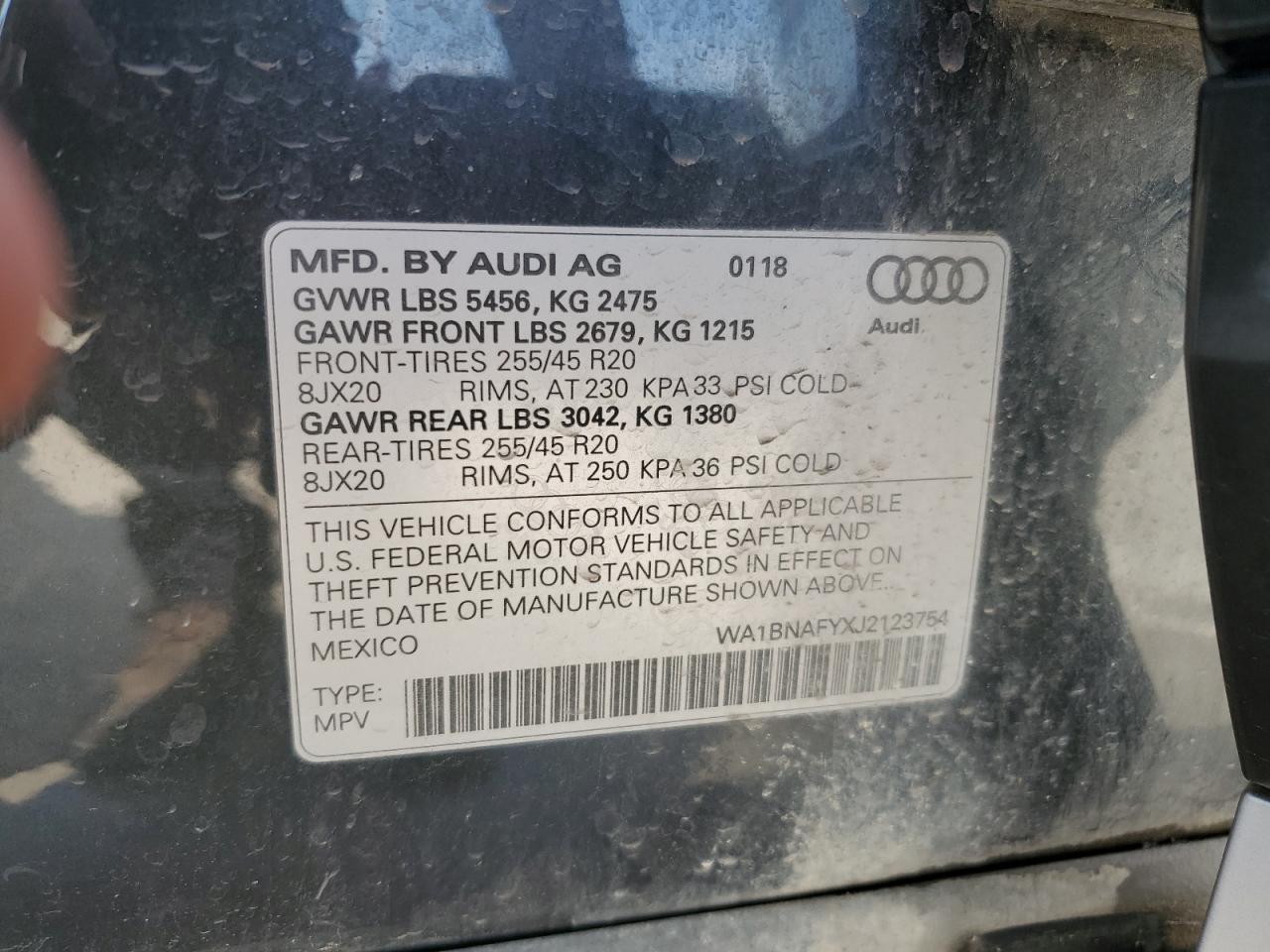 WA1BNAFYXJ2123754 2018 Audi Q5 Premium Plus