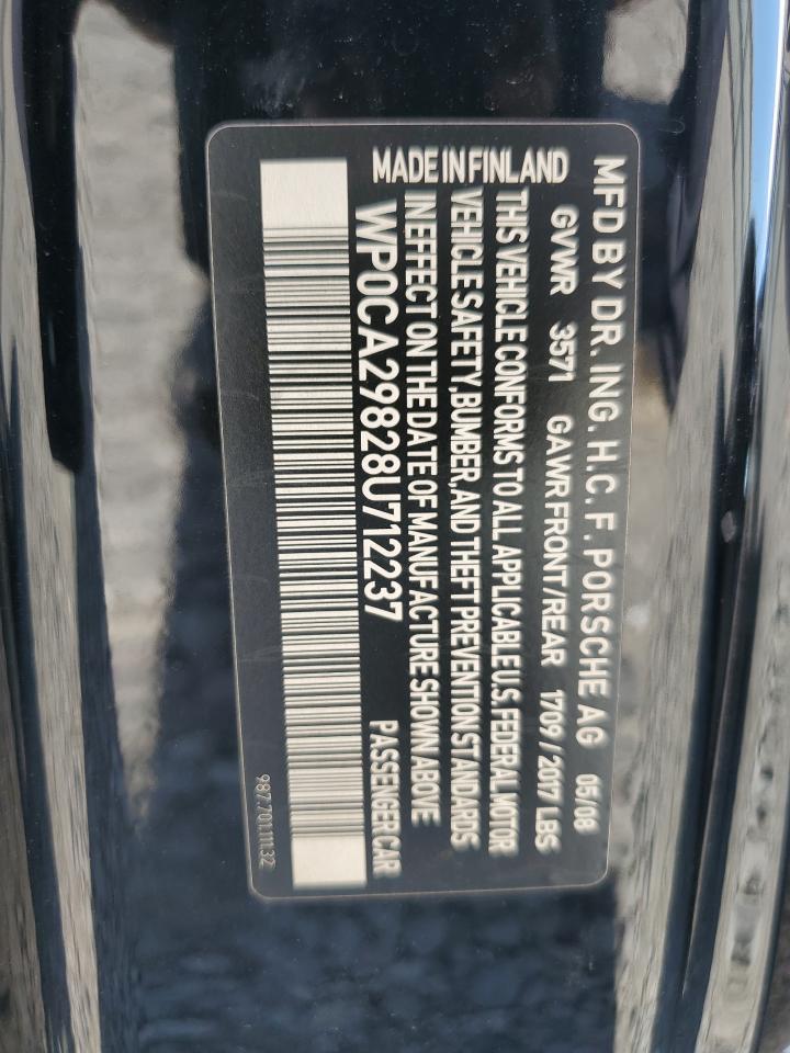 WP0CA29828U712237 2008 Porsche Boxster