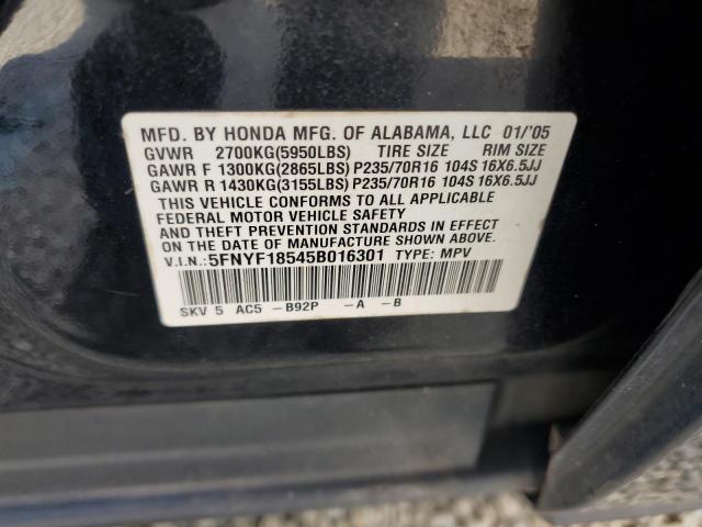 2005 Honda Pilot Exl VIN: 5FNYF18545B016301 Lot: 59335124