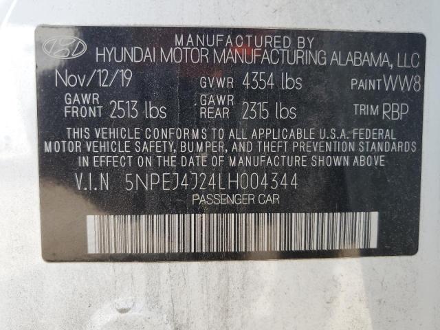 2020 Hyundai Sonata Sel Plus VIN: 5NPEJ4J24LH004344 Lot: 59925934