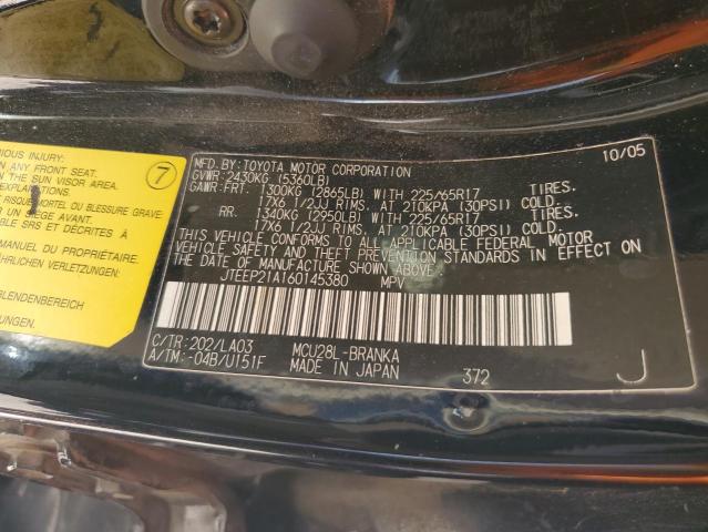 2006 Toyota Highlander Limited VIN: JTEEP21A160145380 Lot: 59547814