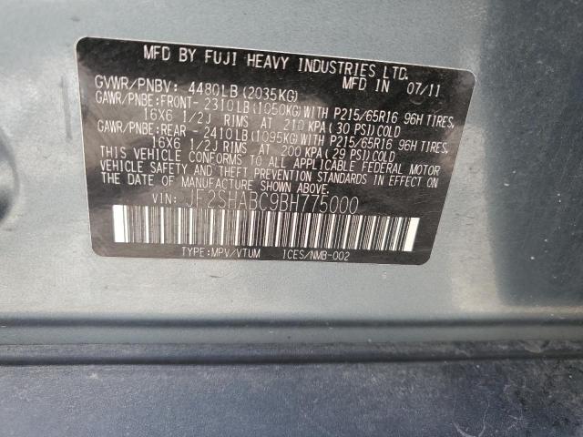2011 Subaru Forester 2.5X VIN: JF2SHABC9BH775000 Lot: 58195724