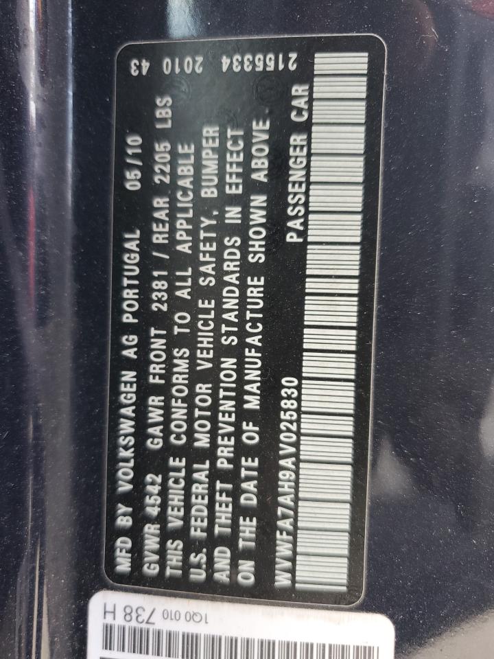 WVWFA7AH9AV025830 2010 Volkswagen Eos Lux