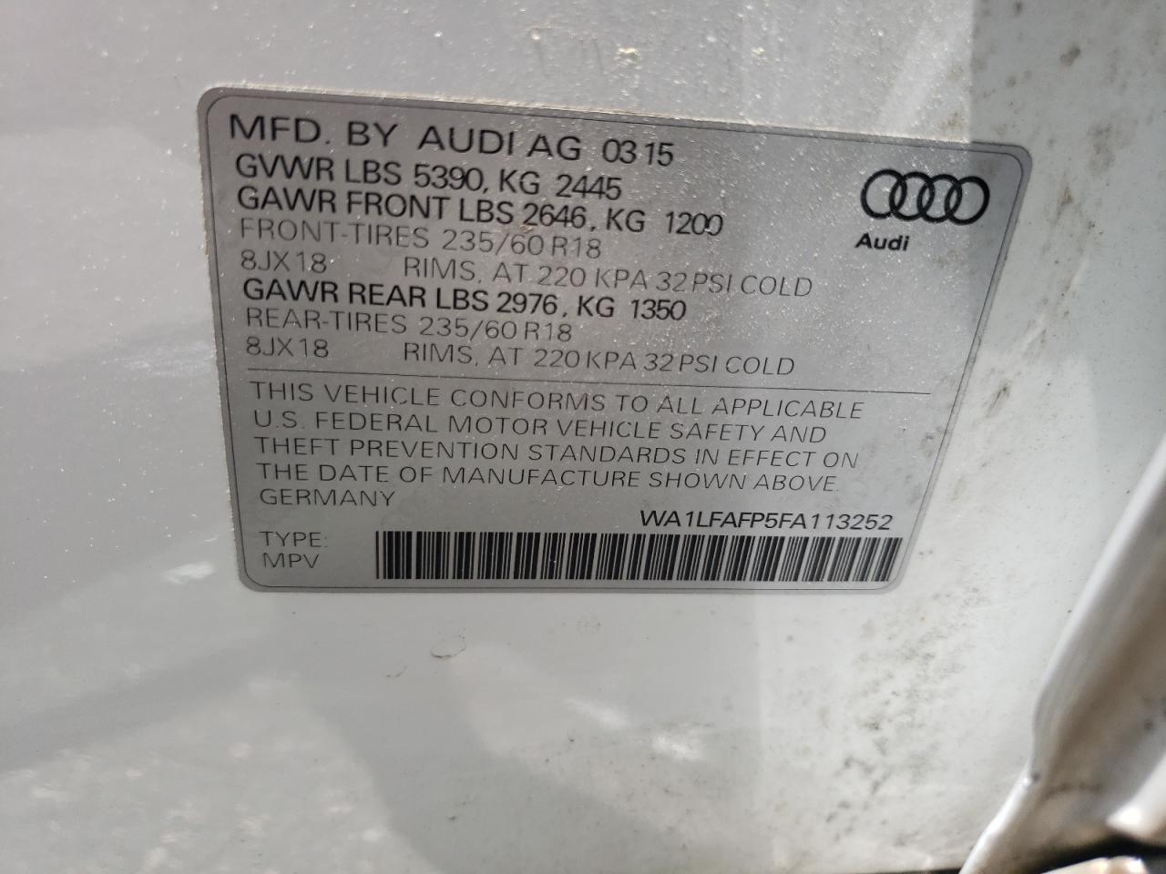 WA1LFAFP5FA113252 2015 Audi Q5 Premium Plus