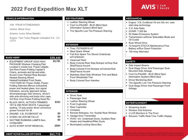 2022 FORD EXPEDITION - 1FMJK1HT2NEA58829