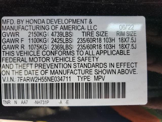 2022 Honda Cr-V Ex VIN: 7FARW2H55NE034711 Lot: 59294264