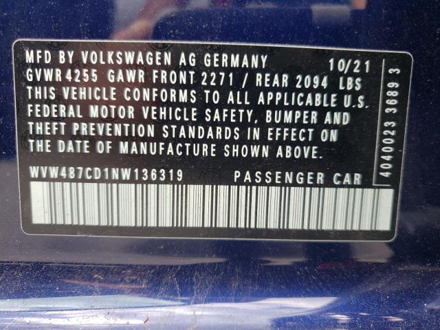 2022 Volkswagen Gti Se VIN: WVW487CD1NW136319 Lot: 58085044