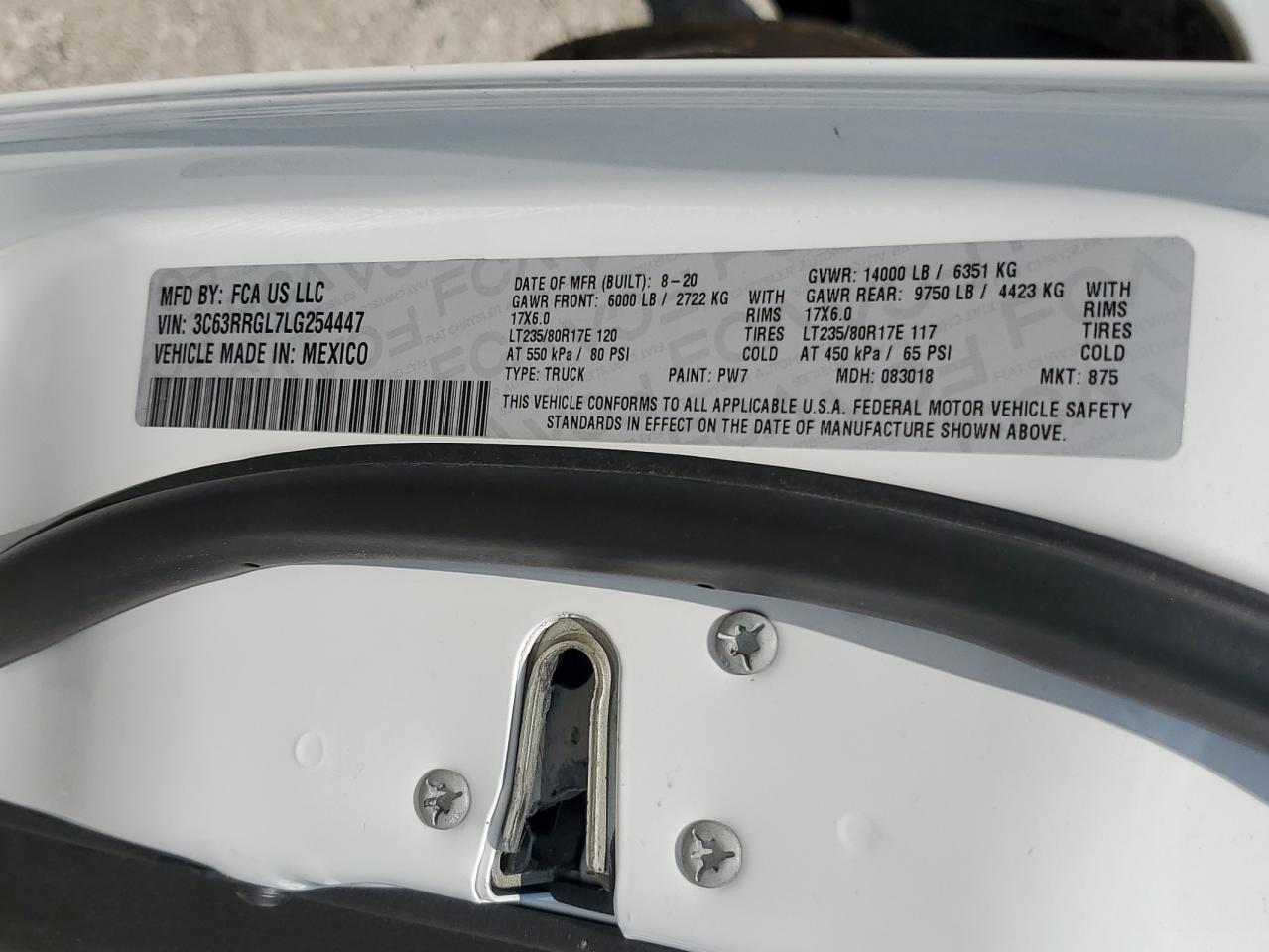 3C63RRGL7LG254447 2020 Ram 3500 Tradesman