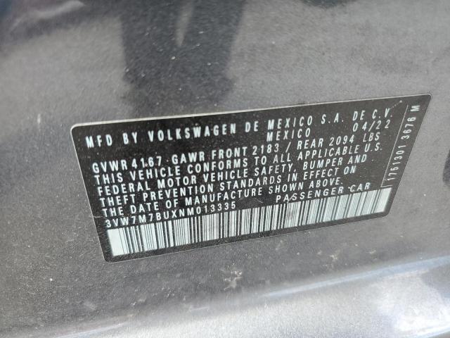 2022 Volkswagen Jetta Se VIN: 3VW7M7BUXNM013335 Lot: 57754414