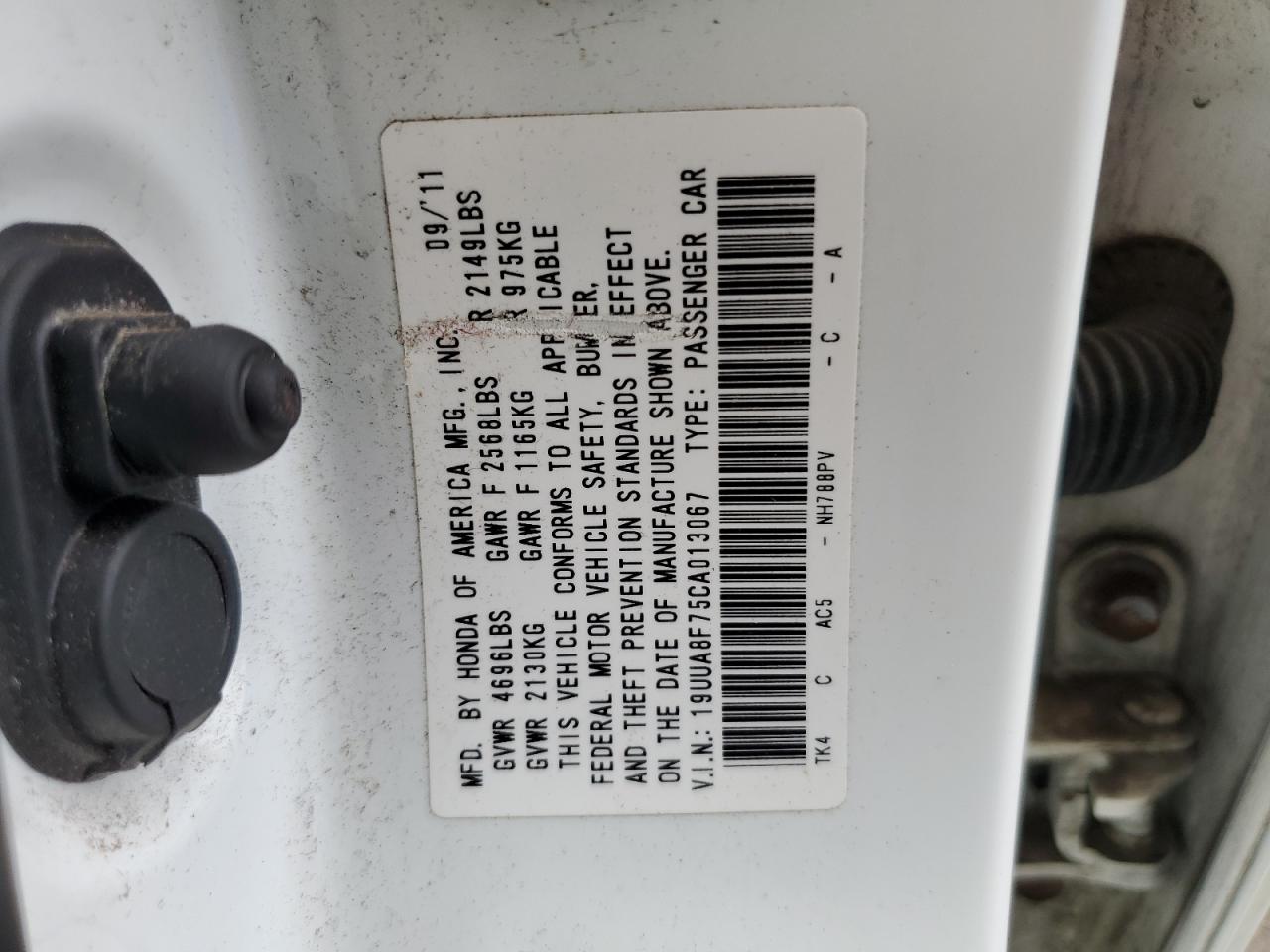 19UUA8F75CA013067 2012 Acura Tl