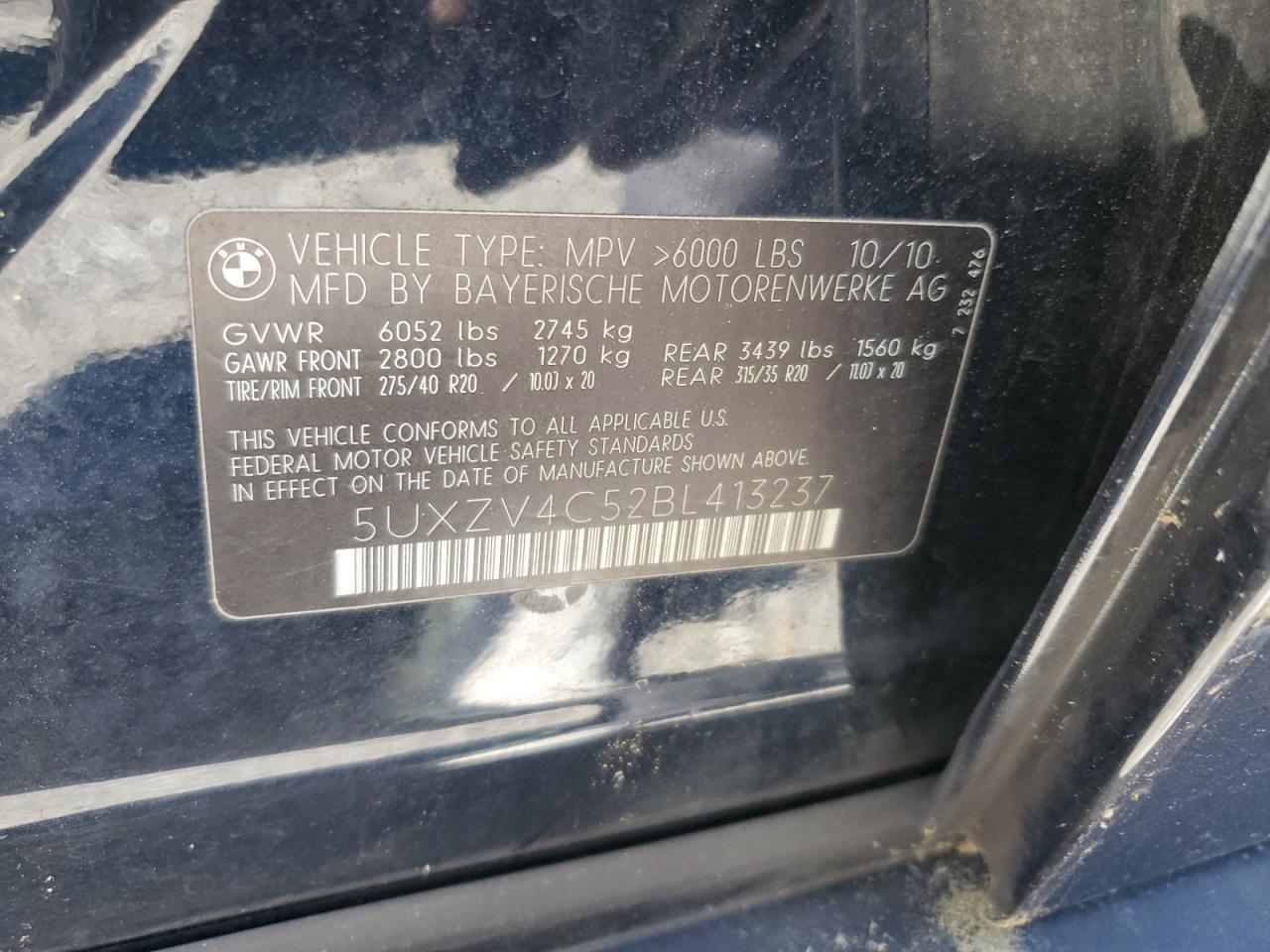 5UXZV4C52BL413237 2011 BMW X5 xDrive35I