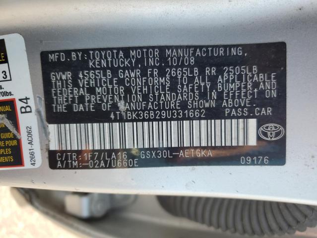 2009 Toyota Avalon Xl VIN: 4T1BK36B29U331662 Lot: 59330604