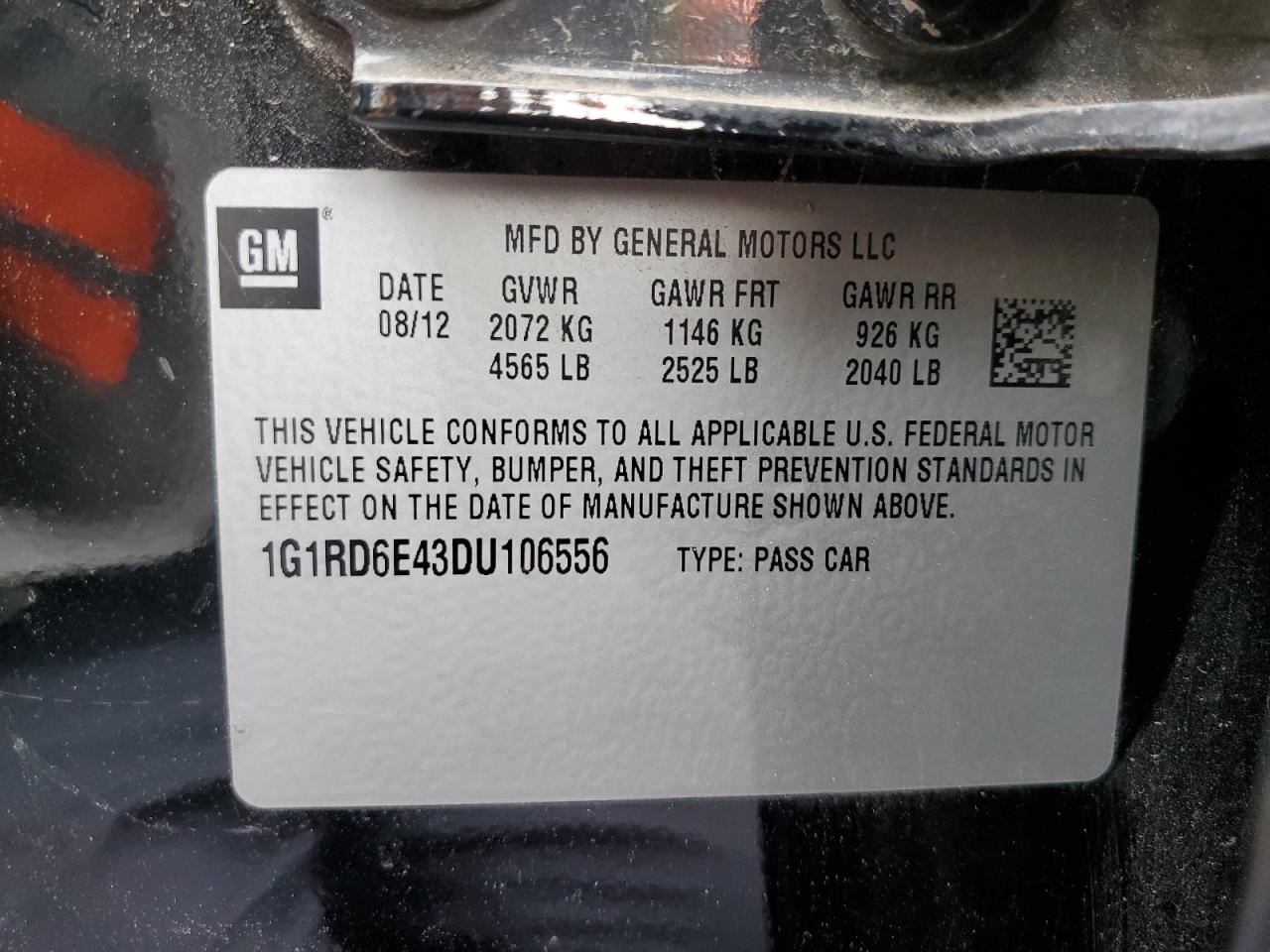 1G1RD6E43DU106556 2013 Chevrolet Volt