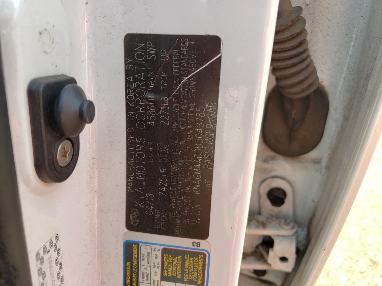 KNAGM4AD9D5043785 2013 Kia Optima Hybrid