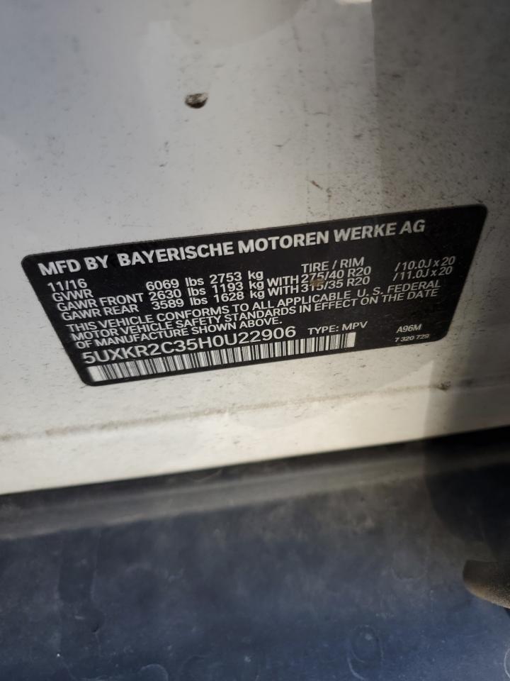 5UXKR2C35H0U22906 2017 BMW X5 Sdrive35I