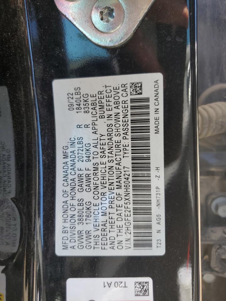 2HGFE2F5XNH604217 2022 Honda Civic Sport 2HGFE2F5XNH604217 2022 Honda Civic Sport