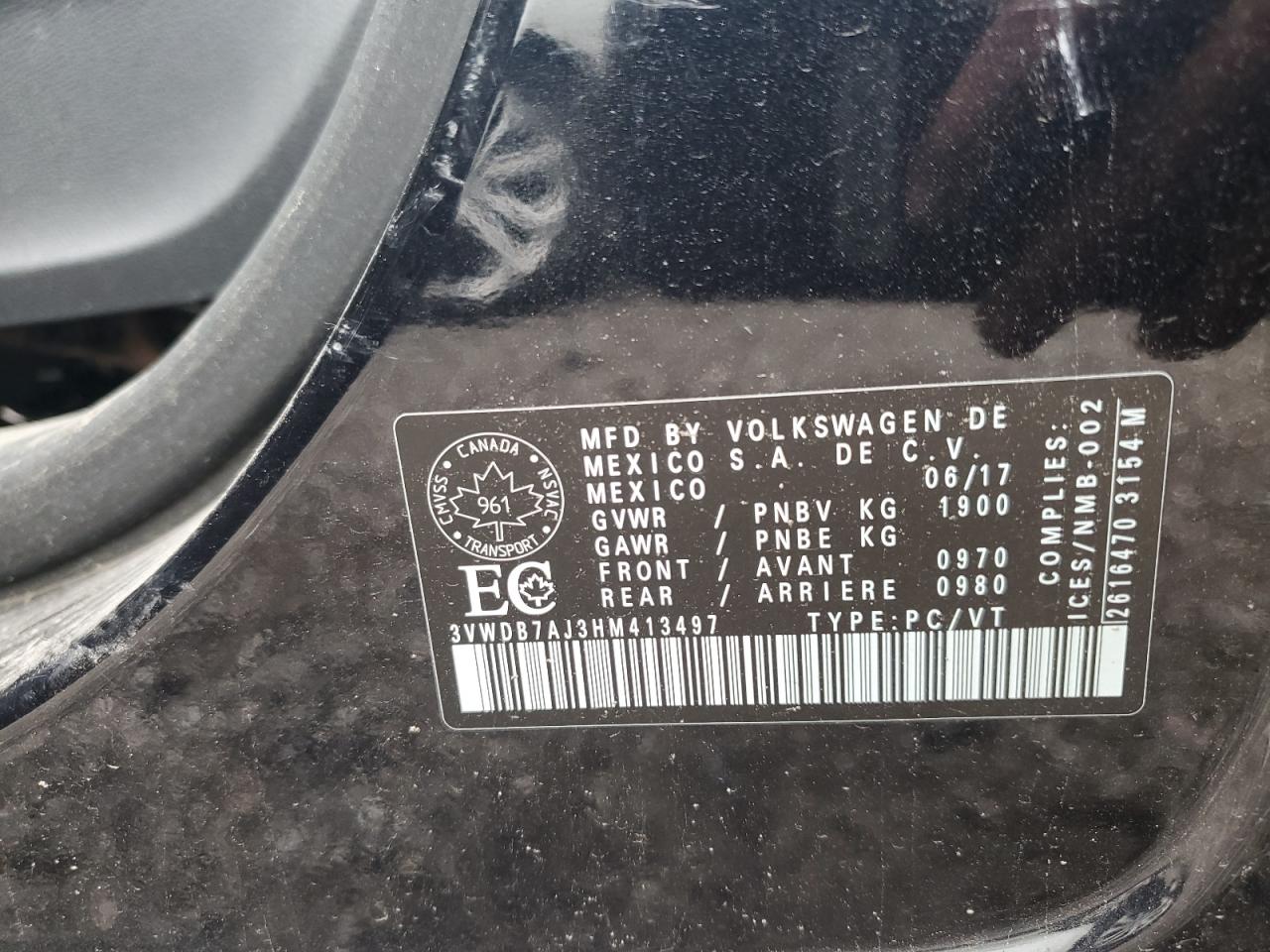 3VWDB7AJ3HM413497 2017 Volkswagen Jetta Se