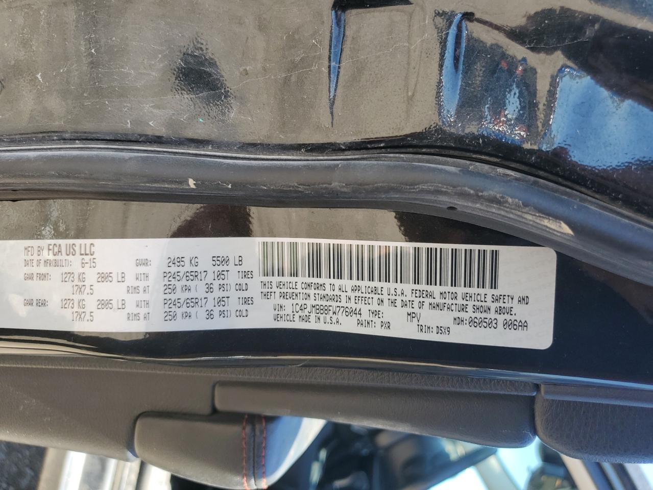 1C4PJMBB8FW776044 2015 Jeep Cherokee Trailhawk