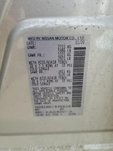 2020 Nissan Pathfinder S VIN: 5N1DR2AM8LC646616 Lot: 57769624