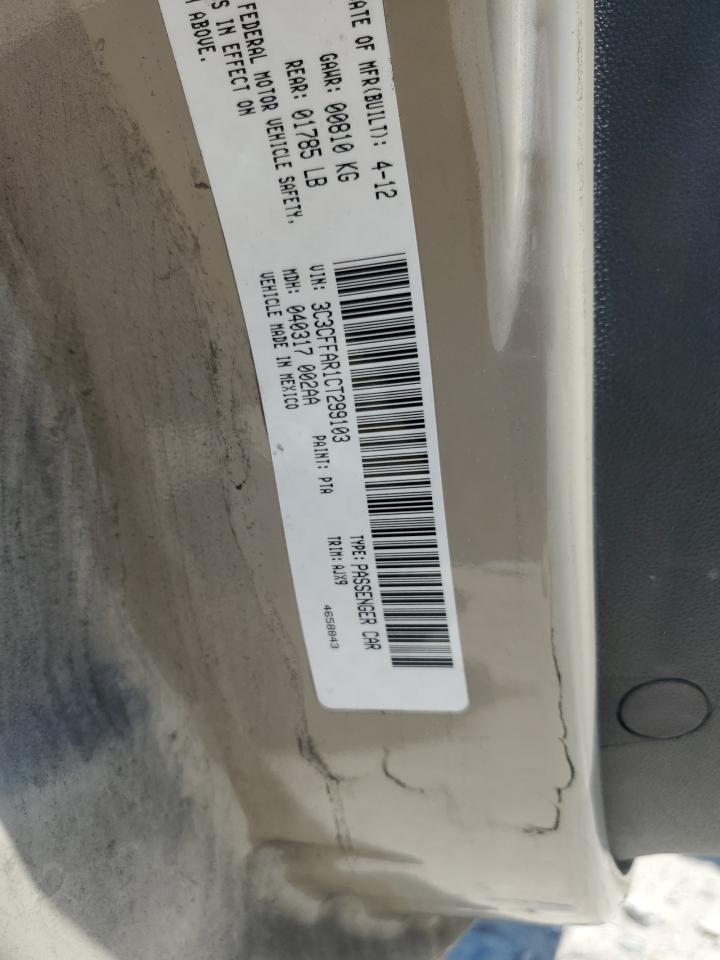 3C3CFFAR1CT299103 2012 Fiat 500 Pop