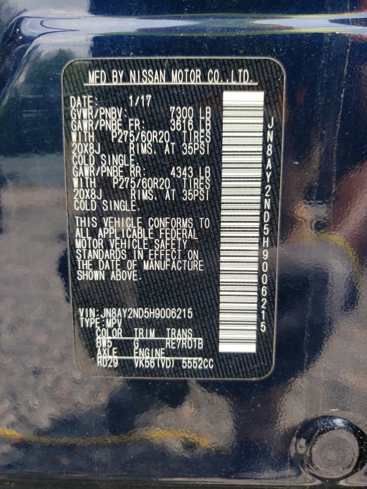 JN8AY2ND5H9006215 2017 Nissan Armada Sv