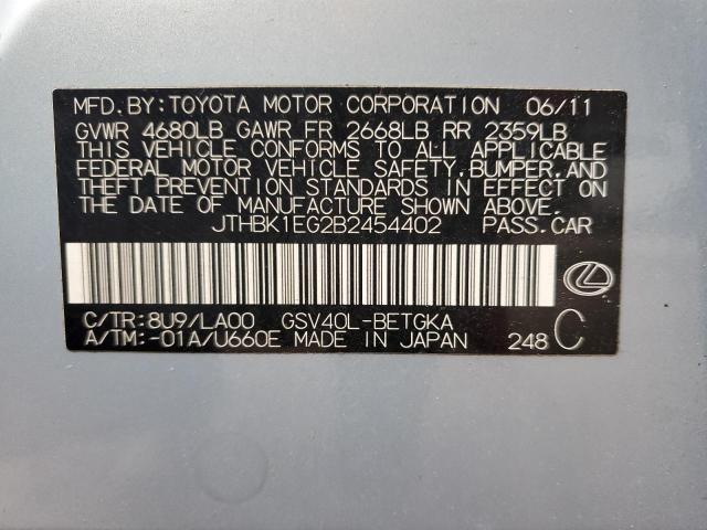 2011 Lexus Es 350 VIN: JTHBK1EG2B2454402 Lot: 59567174