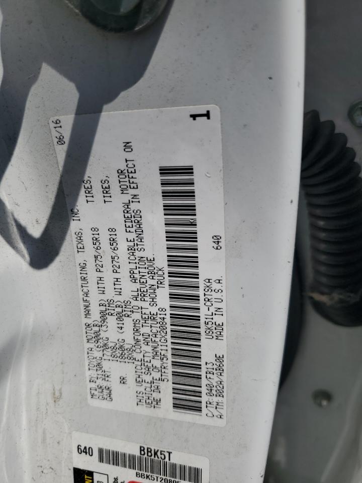 5TFRY5F11GX208418 2016 Toyota Tundra Double Cab Sr/Sr5