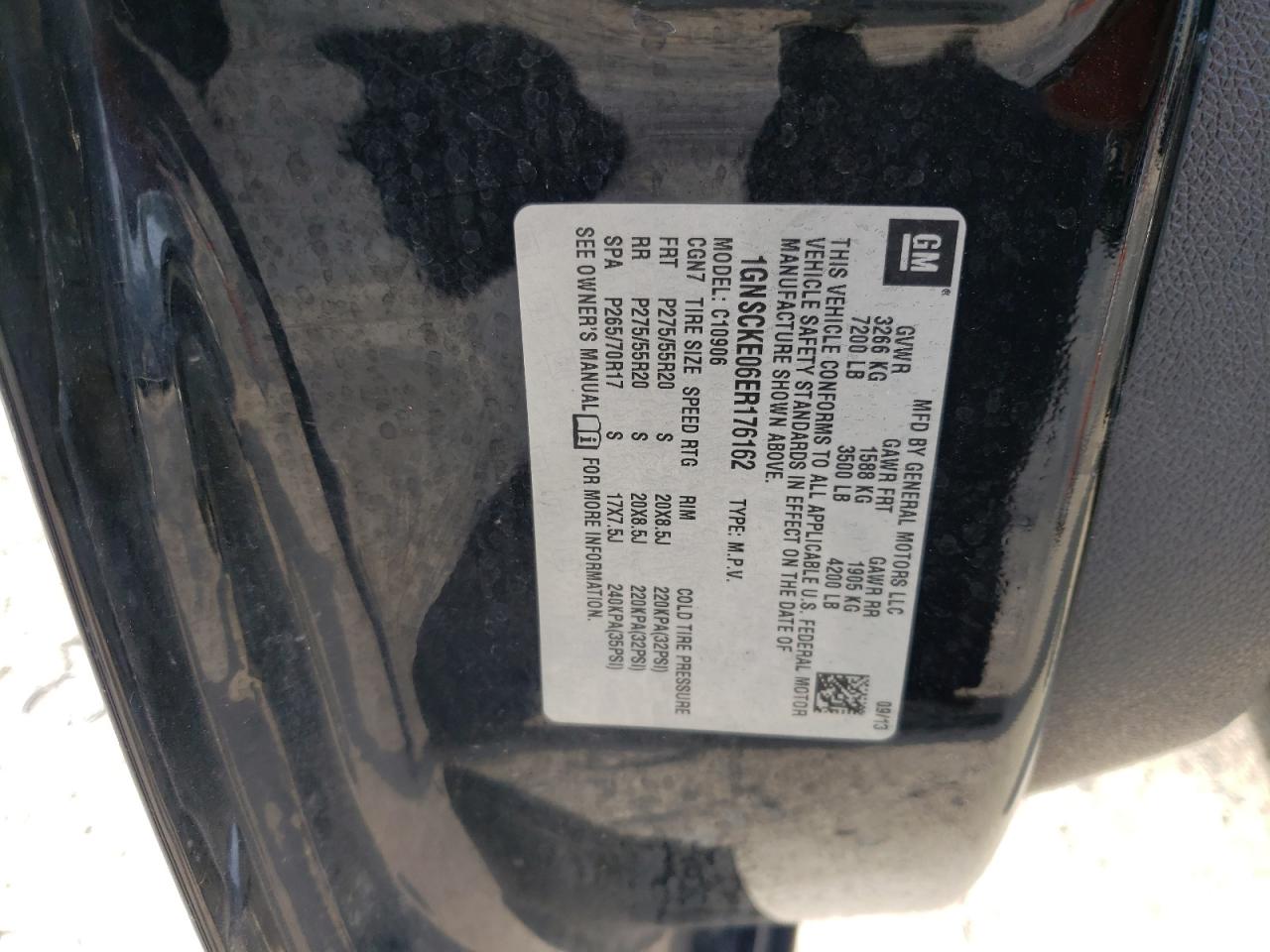 1GNSCKE06ER176162 2014 Chevrolet Suburban C1500 Ltz