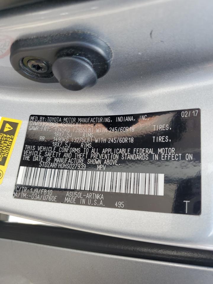 5TDZARFH0HS027939 2017 Toyota Highlander Le