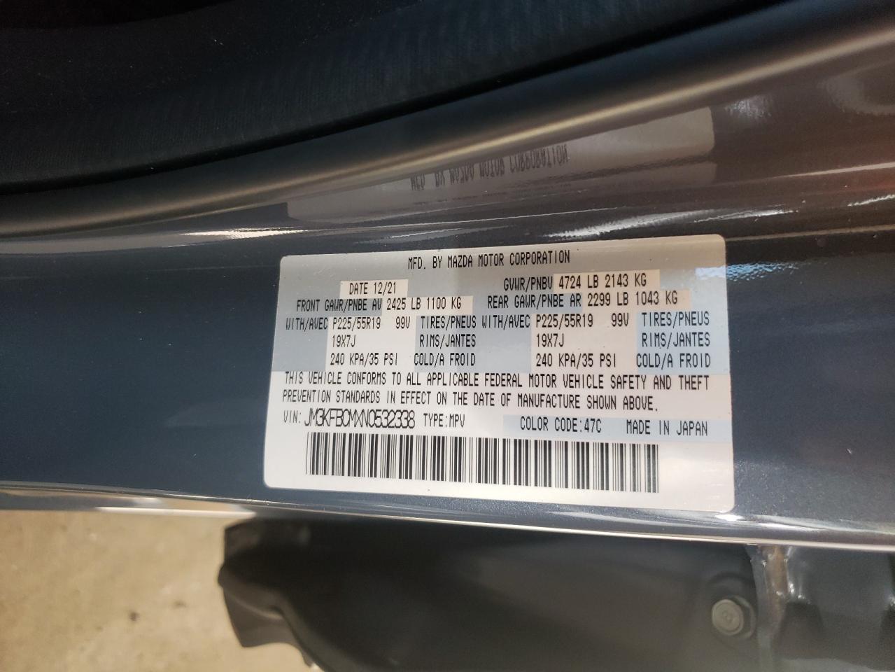 JM3KFBCMXN0532338 2022 Mazda Cx-5 Preferred