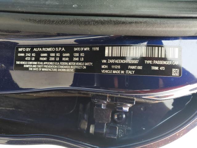 2017 Alfa Romeo Giulia Ti Q4 VIN: ZARFAEEN3H7529587 Lot: 57556144