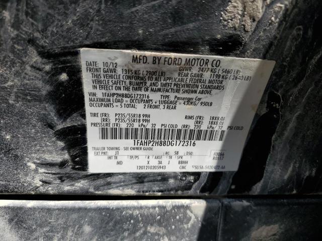 2013 Ford Taurus Sel VIN: 1FAHP2H88DG172316 Lot: 59376234